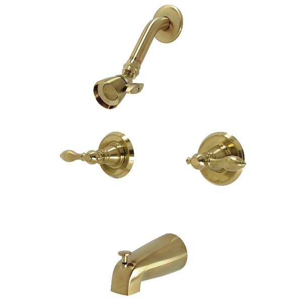 Kingston Brass KB247ACL Two-Handle Tub and Shower Faucet, Brushed Brass KB247ACL - main